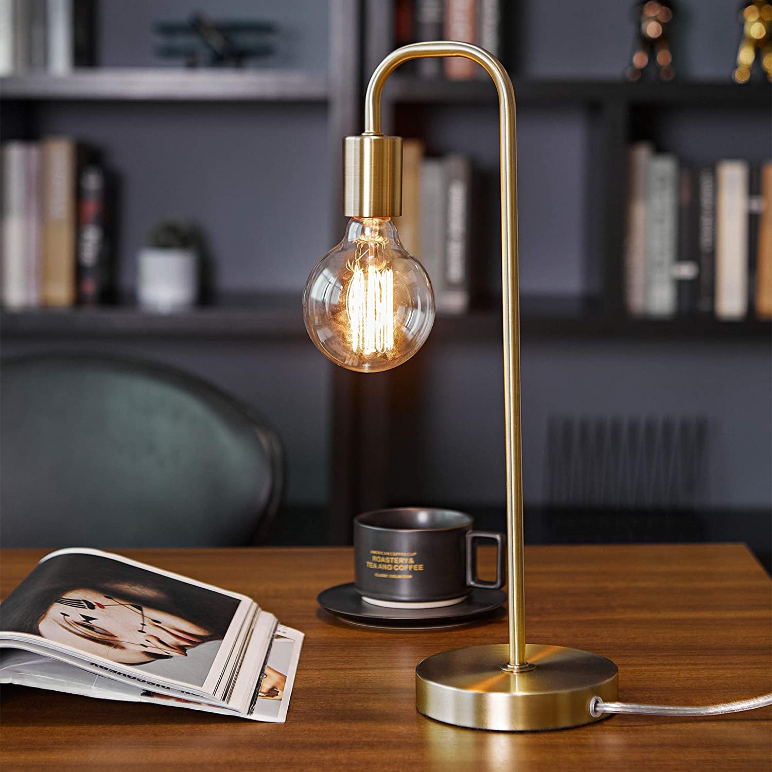 Holden 18" Table Lamp, Matte Brass