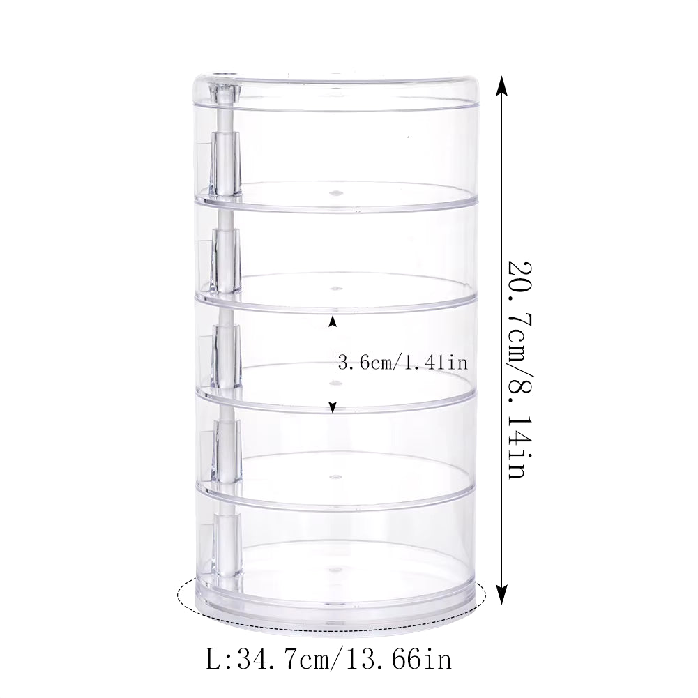 Rotating Jewelry Storage Box Makeup Storage Rack Bracelet Earring round Plastic Organizer Boxes Holder Display Rack with Cover